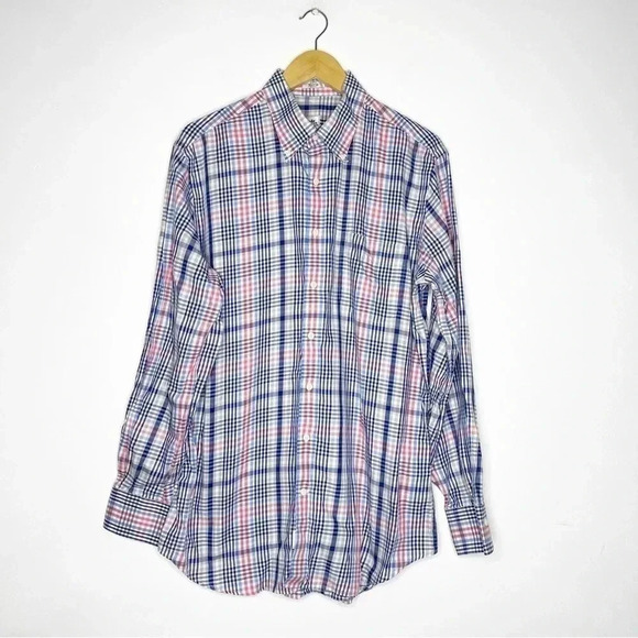 Peter Millar Large Men’s Plaid Long Sleeve Cotton Button Down Shirt Size Large - Picture 7 of 7